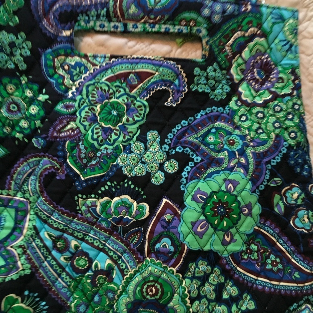 Vera Bradley Small Tote Black Green Quilted - Picture 3 of 4